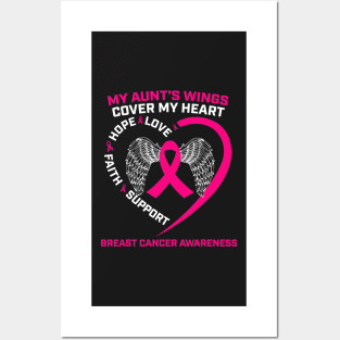 Aunts Wings Loving Memory Aunt Pink Breast Cancer Awareness Posters and Art